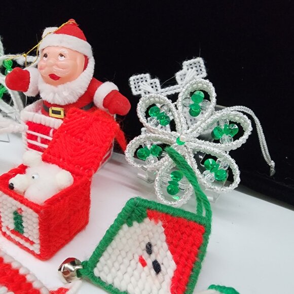 Handmade Christmas Ornaments Canvas Crafts Santa Stars Candy Canes Mailbox - Picture 3 of 6